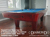 DIAMOND 8' PROFESSIONAL MAPLE ROSEWOOD - RUSSELL FROM TEXAS - INSTALLED SEPT 7, 2020